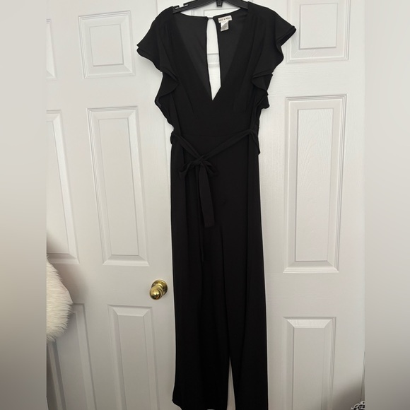 Black Ruffled Jumpsuit - Picture 1 of 6